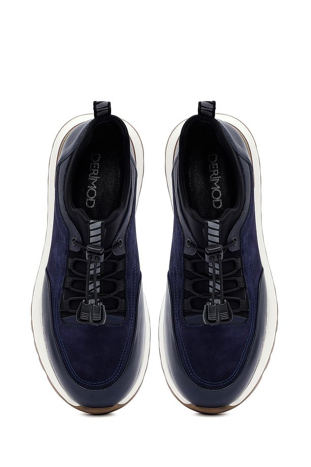 Erkek Lacivert Bağcıklı Deri Sneaker 25SFD641114 - 7
