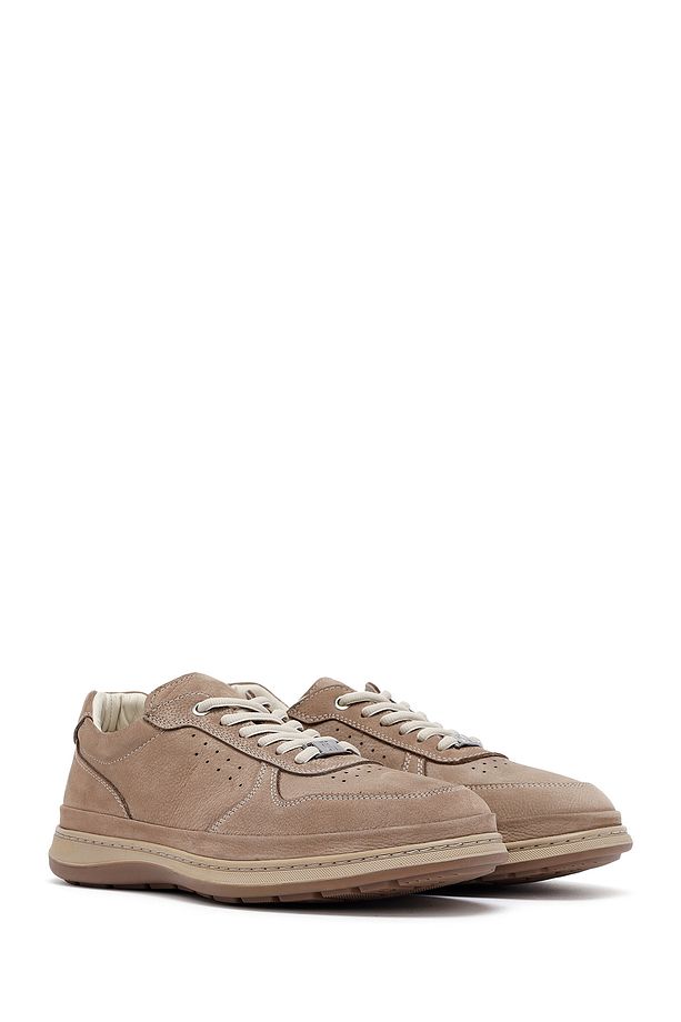 Erkek Vizon Bağcıklı Nubuk Deri Sneaker 25SFD6761V3 - 3