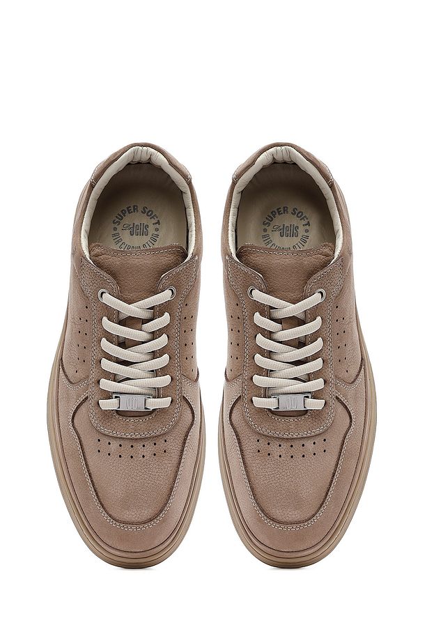 Erkek Vizon Bağcıklı Nubuk Deri Sneaker 25SFD6761V3 - 7