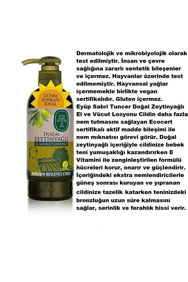 EYÜP SABRİ TUNCER GÜNEŞ SONRASI KORUM, DOĞAL ZEYTİNYAĞLI EL VE VÜCUT LOSYONU 250 ML X 2 ADET - 2