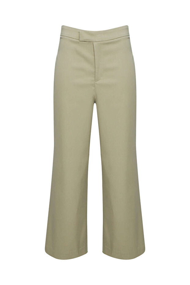 Khaki High Waist Culotte Pants