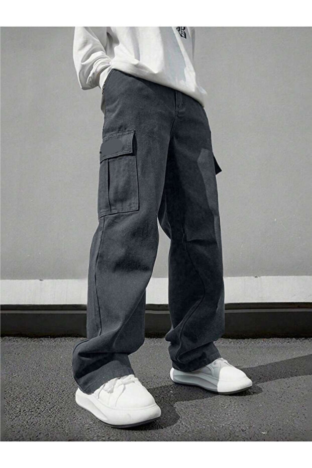Men's Cargo Pocket Gabardine Regular Fit Trousers