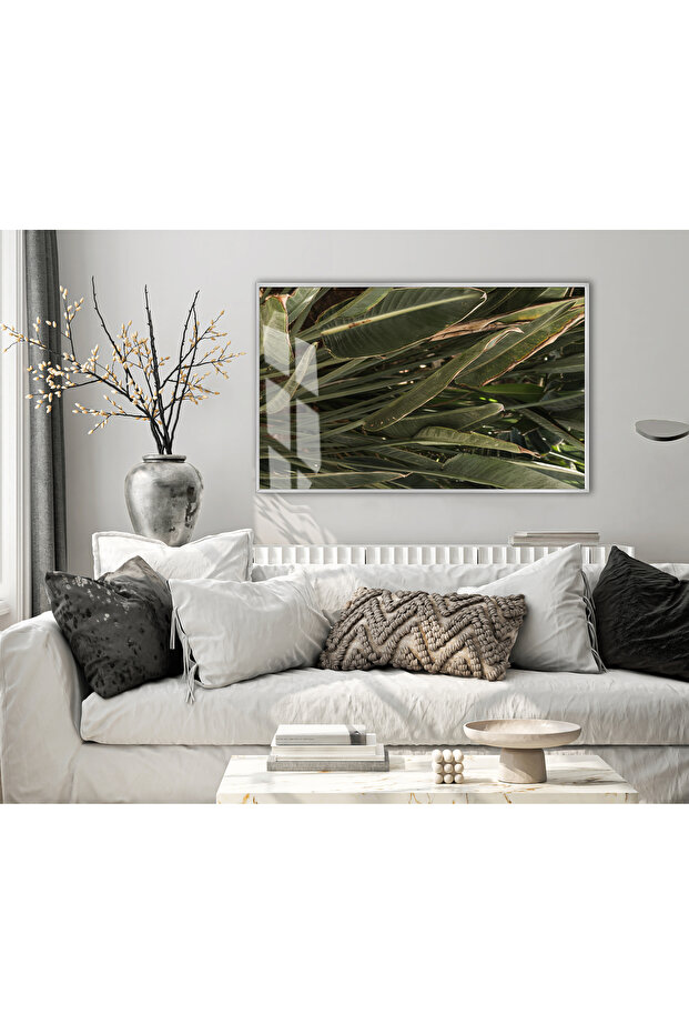Amazing | Green Leaf Plant Model (Grass) | Framed Tempered Glass Table Single Horizontal