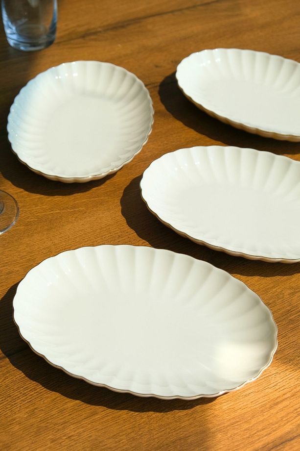 Bone Luz Altın File Kayık Tabak 24x17cm BNLZF24KY20 4 lü - 3