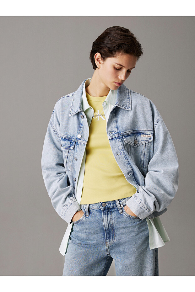 Calvin Klein Women Denim Light Blue Boxy Denim Jacket - 3