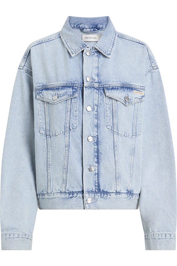 Calvin Klein Women Denim Light Blue Boxy Denim Jacket - 1