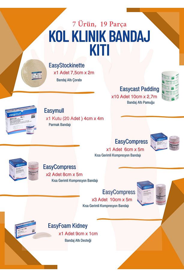 Lenfödem (ÜST EKSTREMİTE) Tam KOL Kompresyon Bandaj Seti - 1