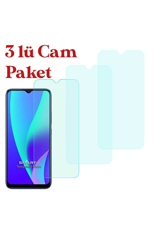 مجموعة من 3 واقيات شاشة زجاجية مقسّاة غير قابلة للكسر متوافقة مع Realme C15