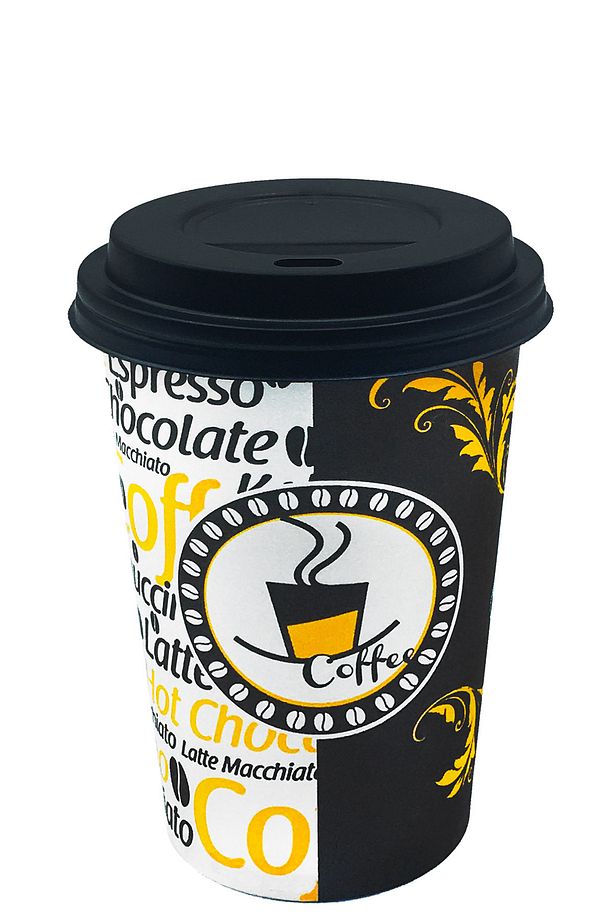 300 ml Siyah Kapaklı Karton Bardak 12 oz Latte Kahve Kağıt Kaliteli Bardak 100'lü - 4