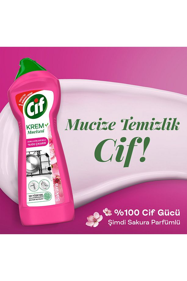 Ultra Sprey Sakura Parfümlü 1025 ml x1 + Cif Krem Sakura Parfümlü 750 ml x1 + Cif GPC Sakura x1 - 5