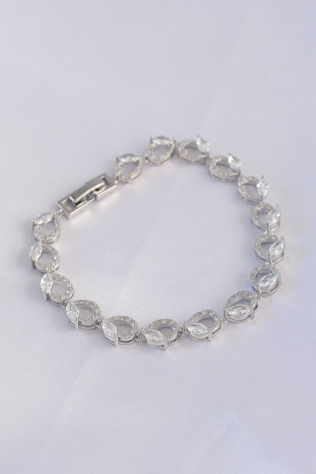 Vip Series Brass Zircon Stone Silver Color Barley Model Bracelet