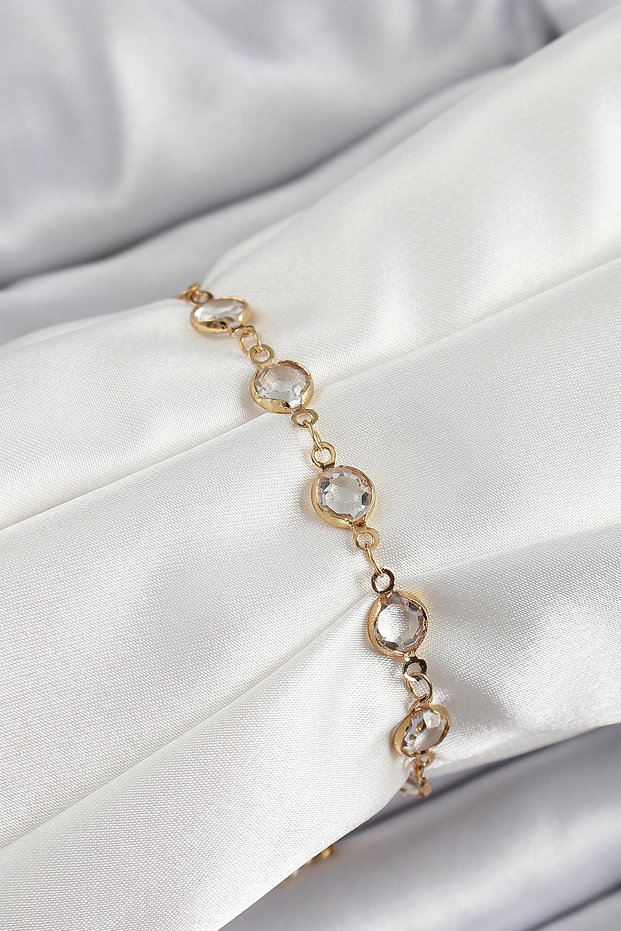 Brass Gold Color Zircon Stone Women's Bracelet
