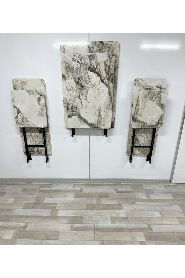 Duvara Monte MDF TABLA Katlanabilir Dekoratif 2 Tabureli Pratik Yemek Mutfak Balkon Masası - 1