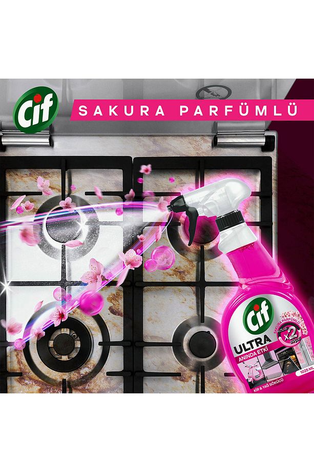Ultra Sprey Sakura Parfümlü 1025 ml x1 + Cif Krem Sakura Parfümlü 750 ml x1 - 6