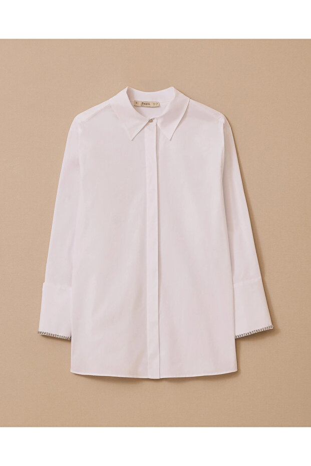 Taş Detaylı Düğmeli Gömlek - 5