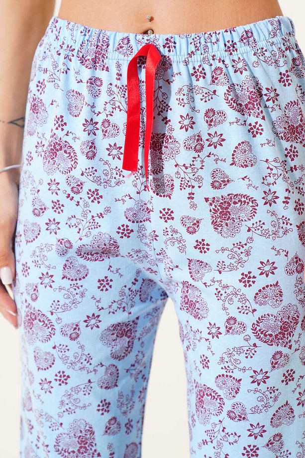 Kalp Motifli Pijama - Desenli Pijama - 4