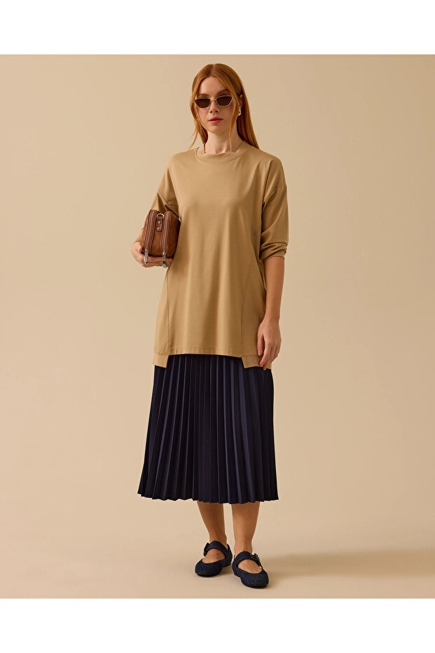 Yuvarlak Yaka Basic Tunik - 1