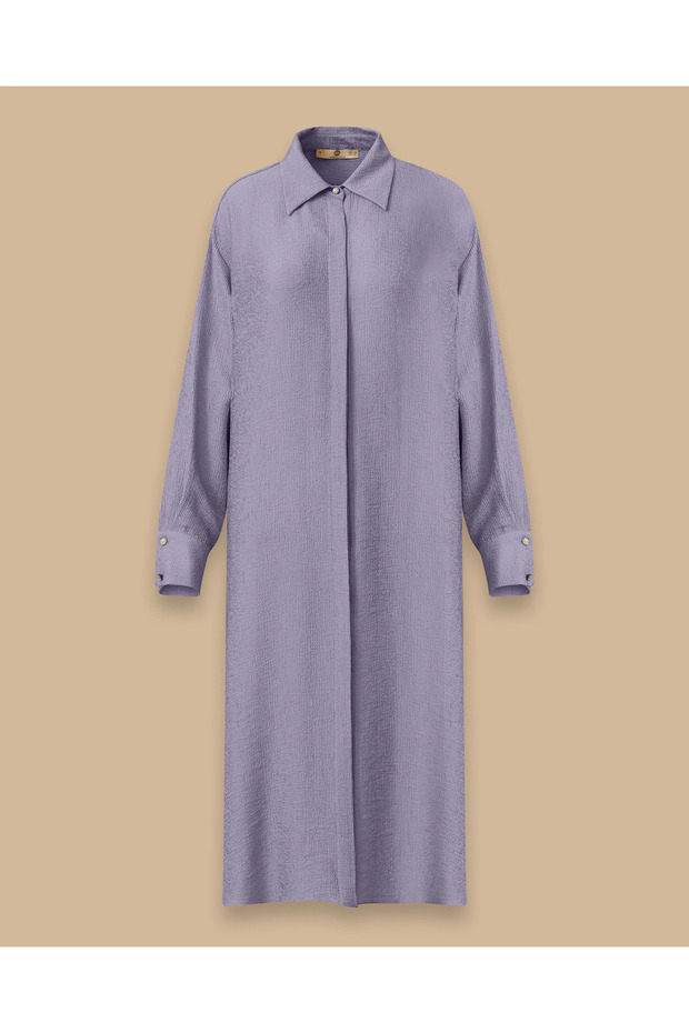 Textured Buttoned Long Tunic - 5