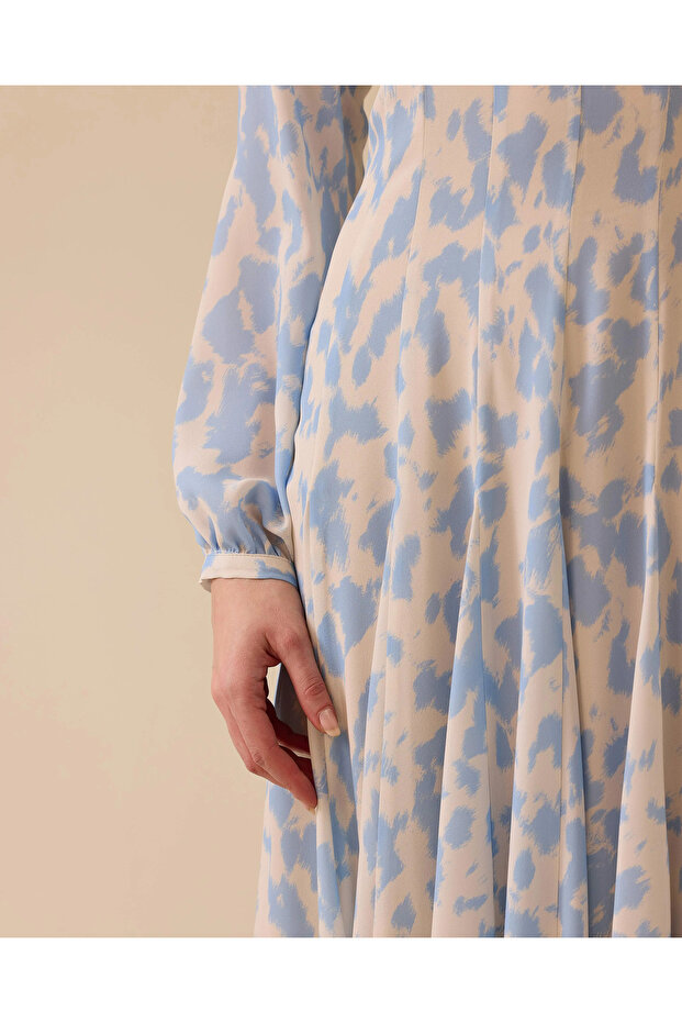 Desenli Kloş Elbise - 4