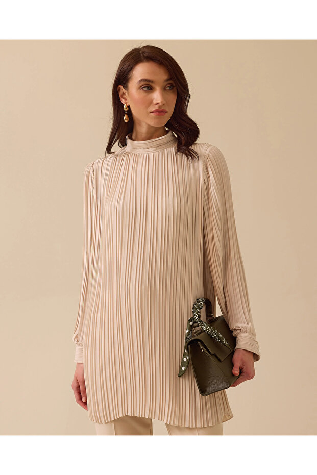 Pliseli Dökümlü Tunik - 2