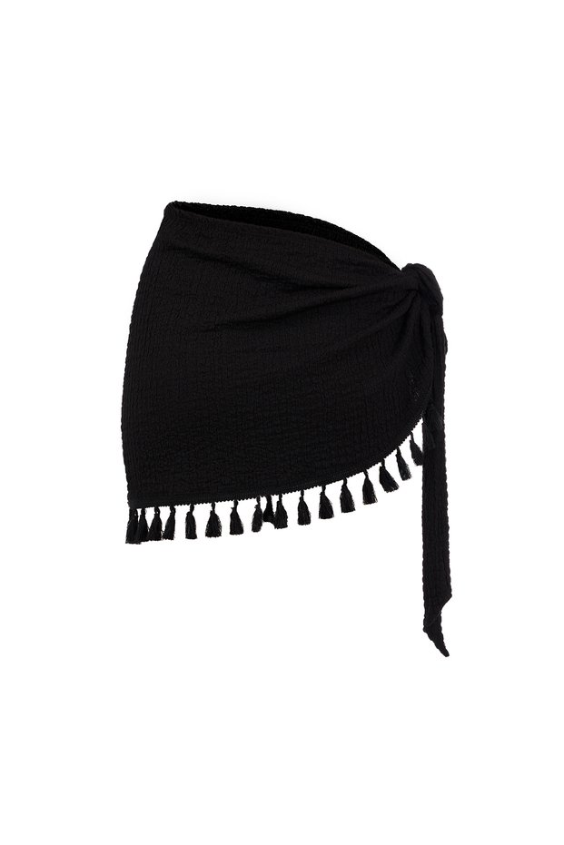Pareo Black Tassel Beach Wear