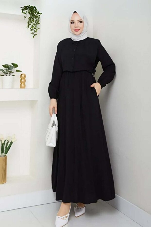 Yelekli Elbise Siyah 4735 - 1