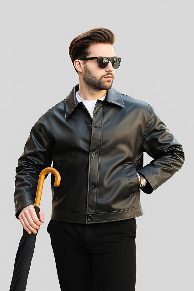 Comfortable Fit Men's Leather Coat Jacket