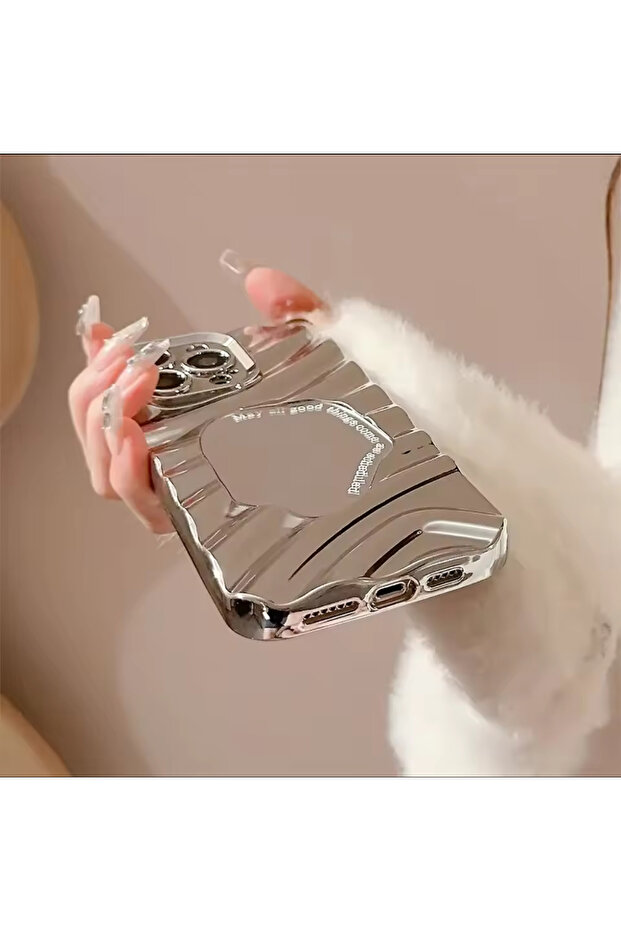 Fashionable Case Compatible with iPhone 13 with Mirrored Surrounding Embossed Shiny Pattern and Camera Protection - 3