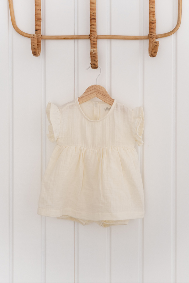 %100 Pamuk Müslin Bebek Zıbın Elbise - 4
