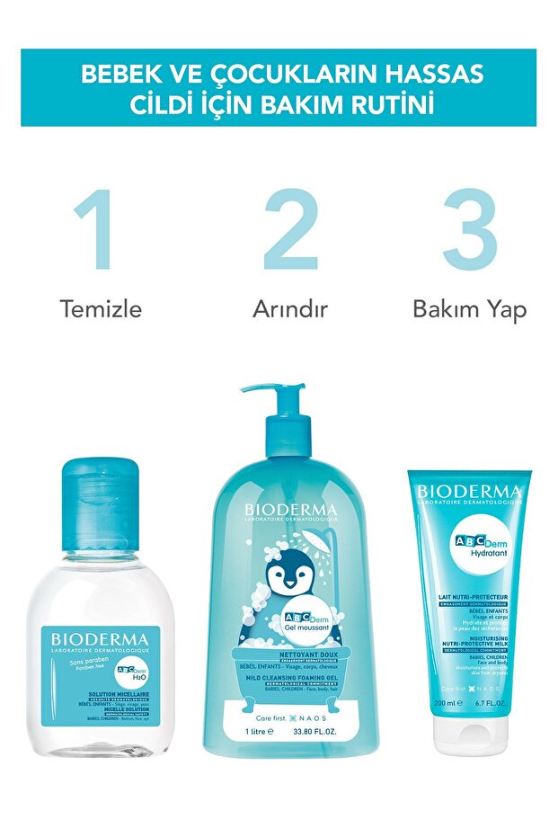 ABCDerm Bebek ve Çocuk Yüz, Saç, Vücut Şampuanı Normal ve Kuru Ciltler, Dermatolojik Tuzsuz - 8