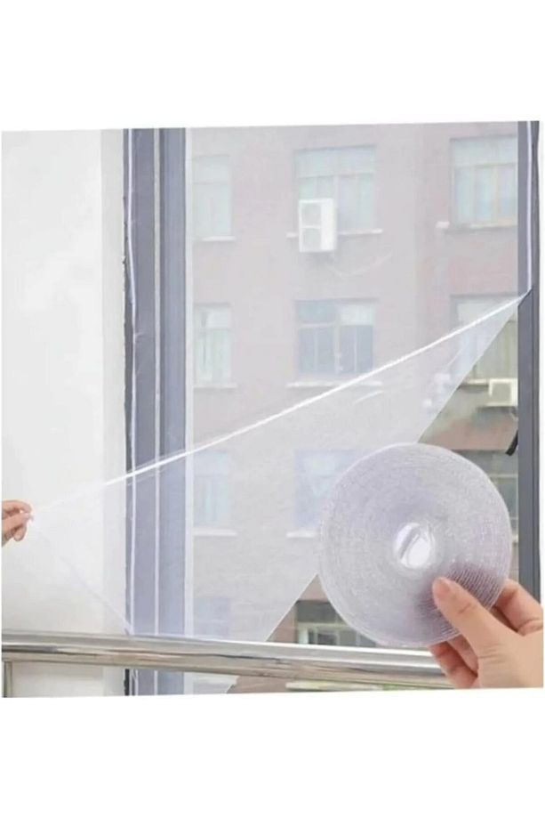 Yapışkanlı Tek Kanat 125x75cm İnce Dokulu Tül Sineklik Perde Yapışkanlı Vidalama Gerektirmez - 5
