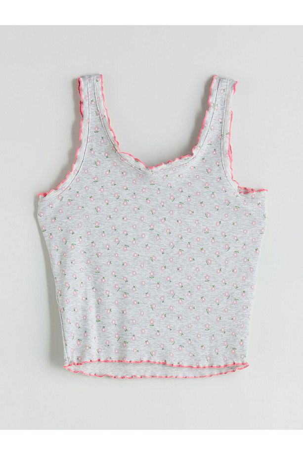 U Yaka Çiçekli Kadın Şortlu Pijama Takım - 7
