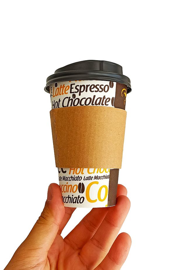 300 ml Siyah Kapaklı Tutamaçlı Karton Bardak 12 oz Latte Kahve Kağıt Kaliteli Bardak Sleeve 100'lü - 3