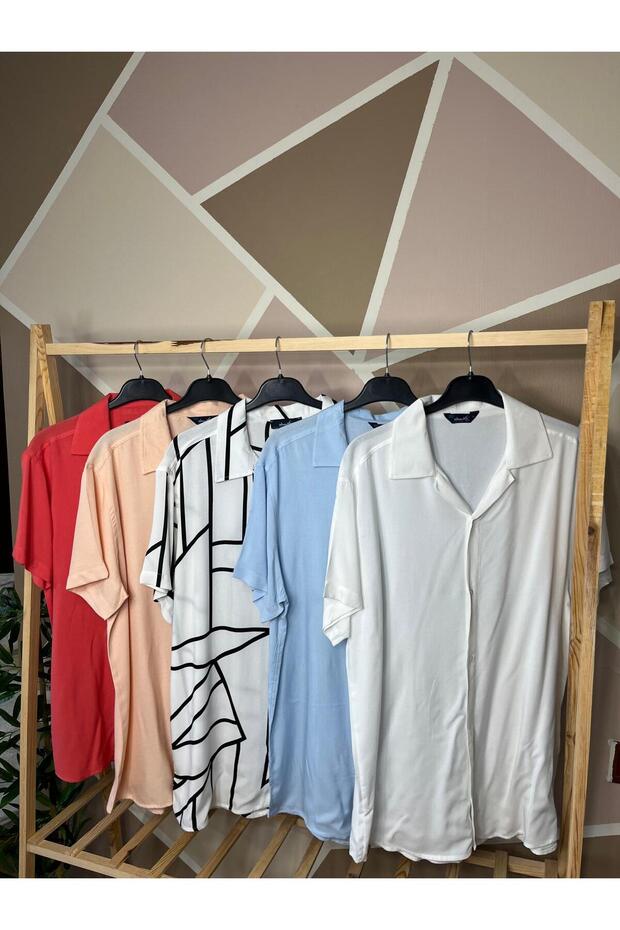 White Color 5-Piece Viscose Unisex Shirt