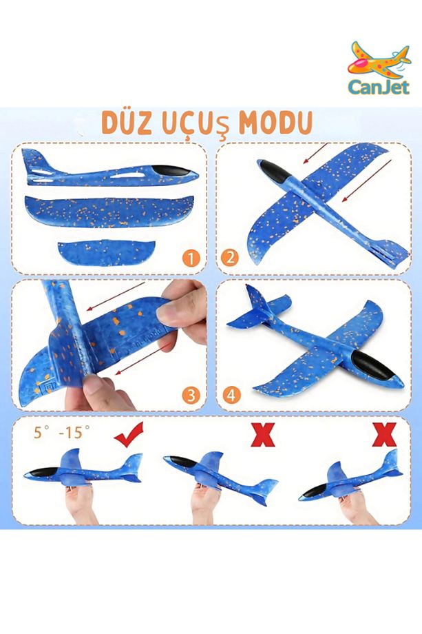Mavi Epp Köpük Planörü Uçak Çocuk Oyuncak - Elle Atılan Eğlenceli Oyuncak- Çocuk Hediye - 8