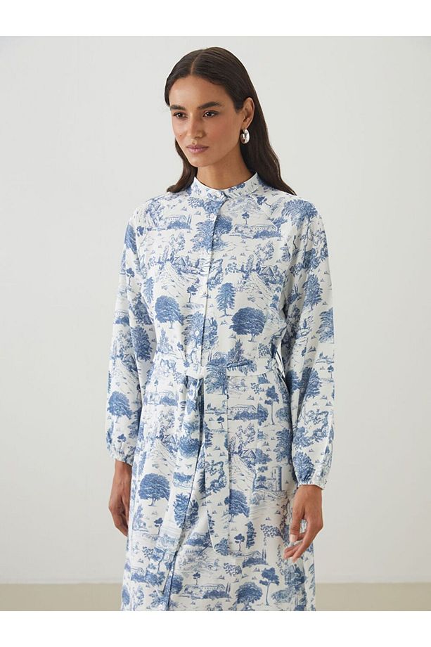 LCW Modest Hakim Yaka Desenli Modal Karışımlı Elbise - 2