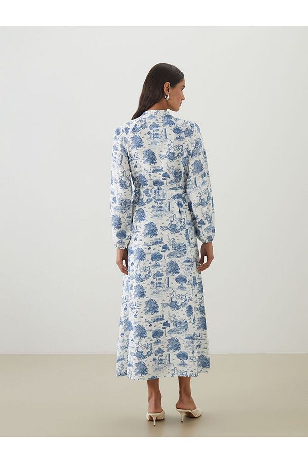 LCW Modest Hakim Yaka Desenli Modal Karışımlı Elbise - 4