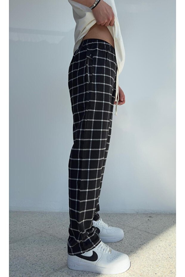Summer Thin Fabric Checked Pajama Bottom - 7