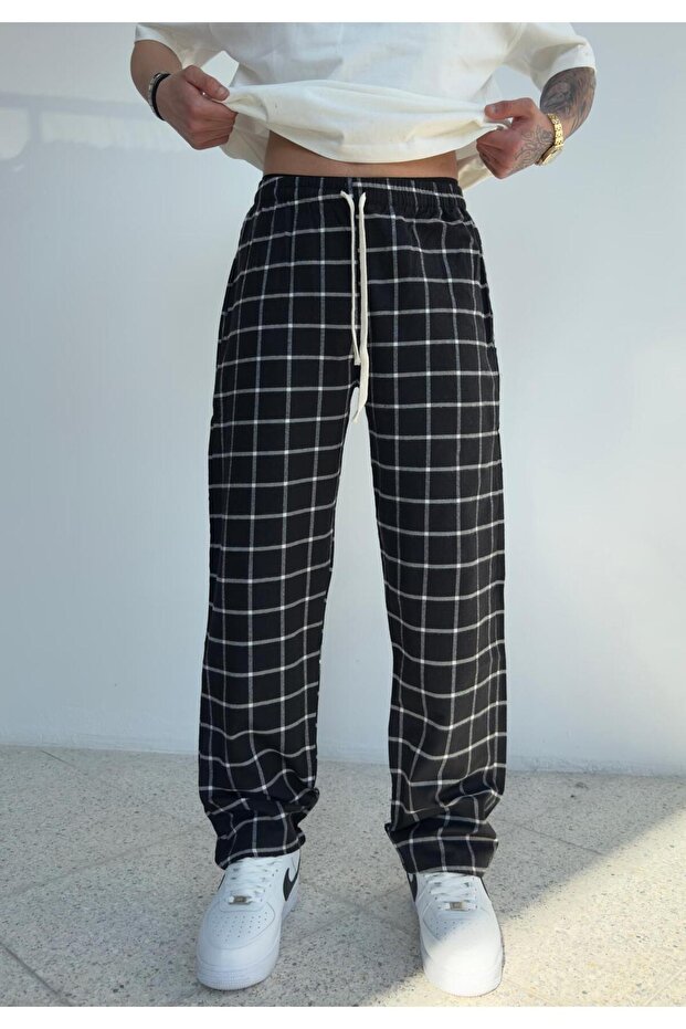 Summer Thin Fabric Checked Pajama Bottom - 1