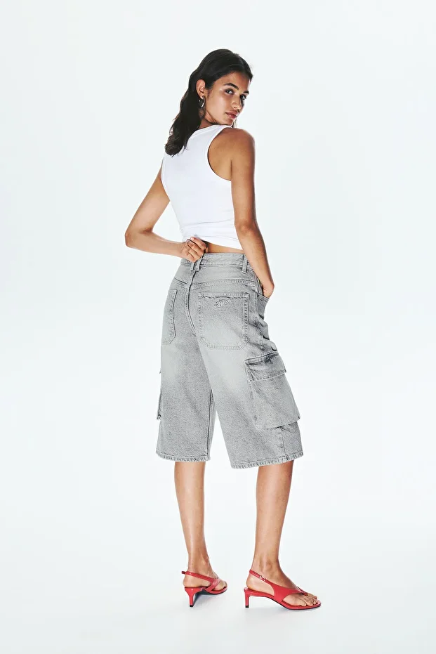 Kargo tipi denim bermuda şort - 3