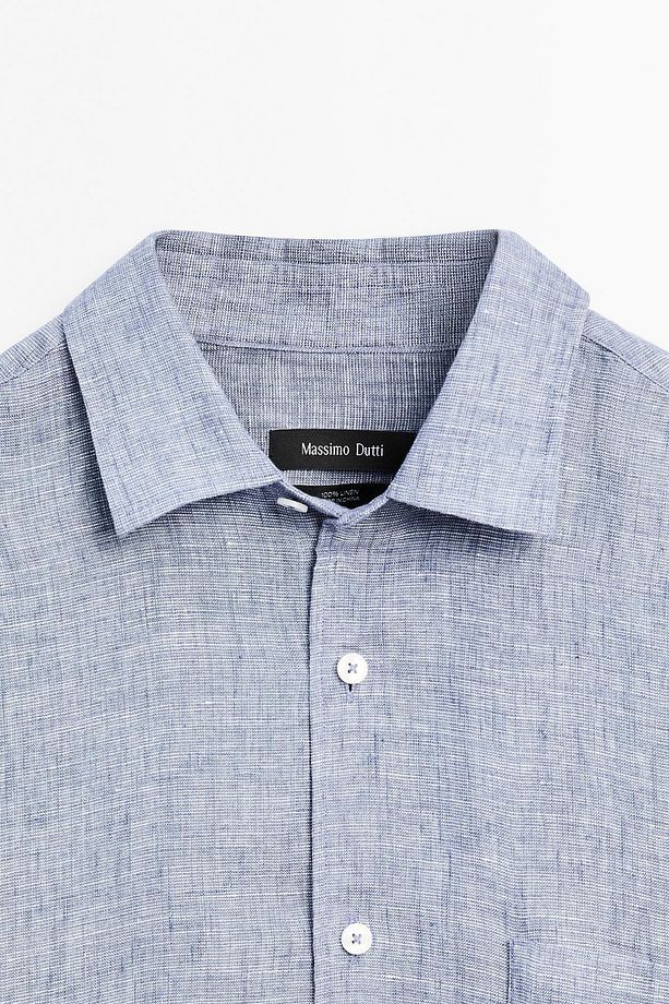 %100 keten regular fit gömlek - 7