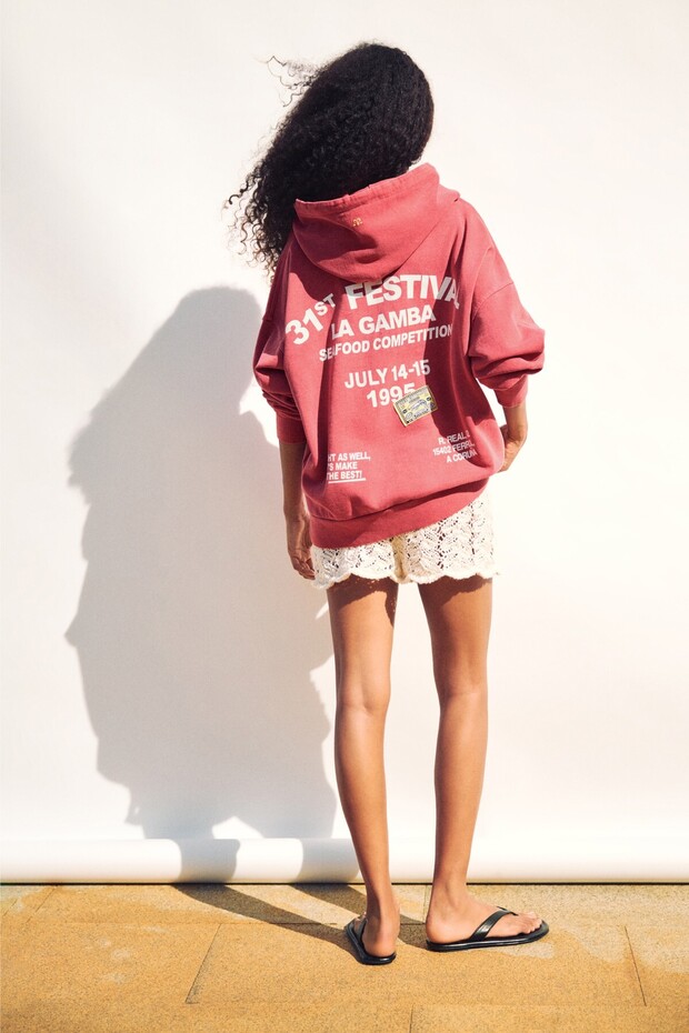 Kapüşonlu karides sweatshirt - 1