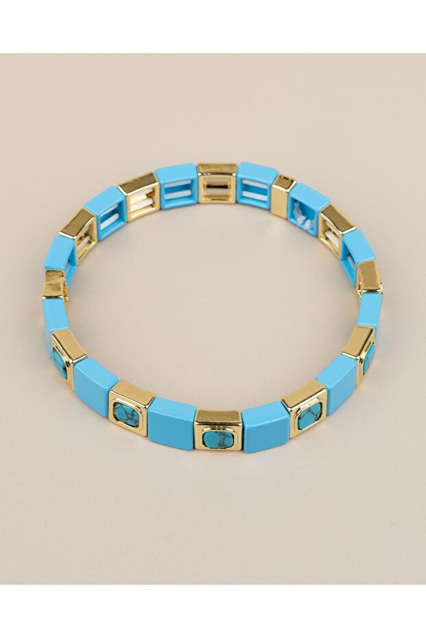 Rubinia Porcelain Plated Elastic Square Bracelet