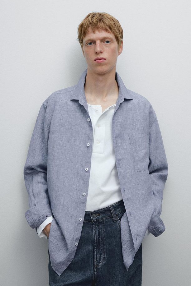 %100 keten regular fit gömlek - 3