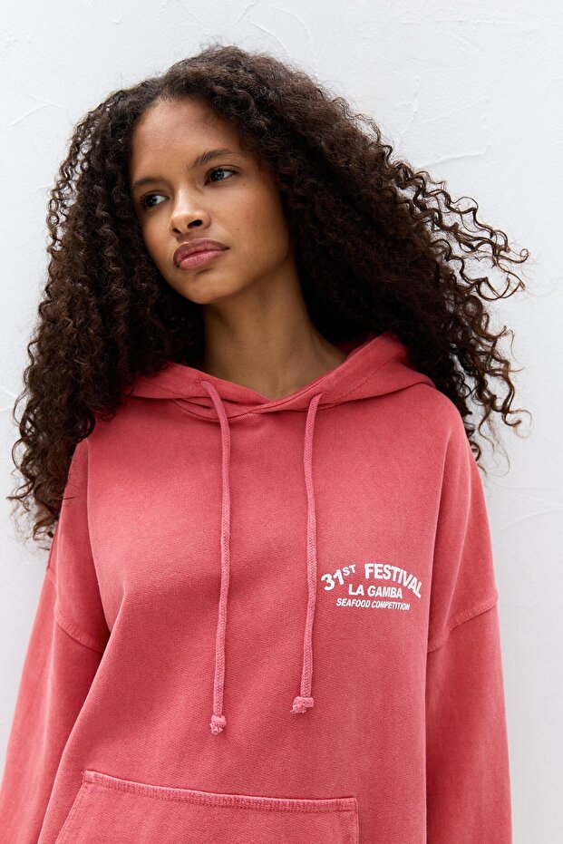 Kapüşonlu karides sweatshirt - 5