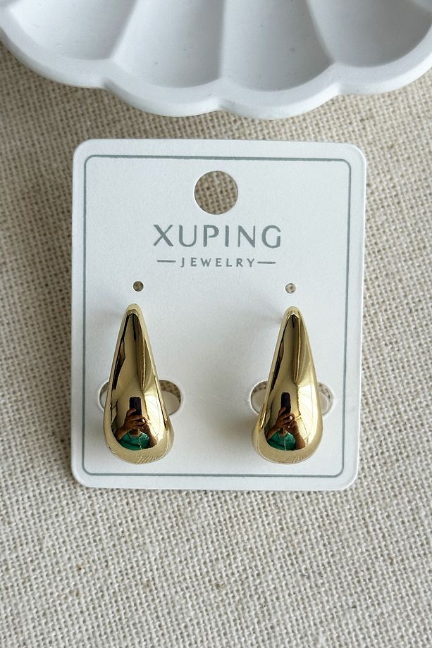 Xuping 14K Sade Damla U Kadın Küpe – Kararmaz | Kadın Takı Xuping Küpe - 4