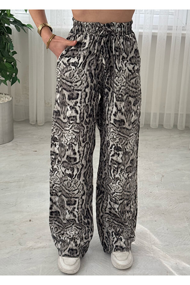 بنطلون ساتان واسع الساق منقوش من روكسي - 2