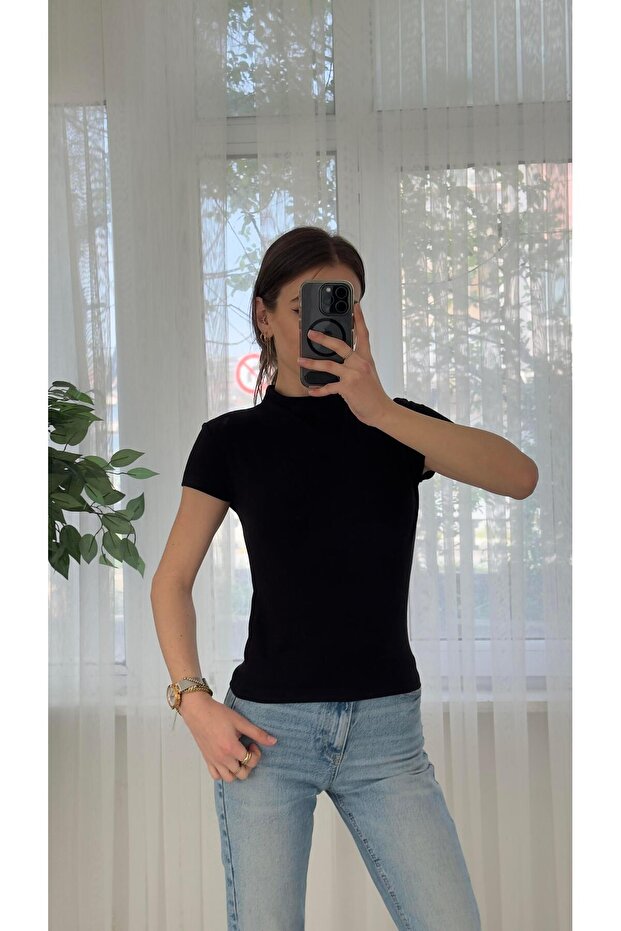 Buzzy Siyah Bebe Kol Basic Yaka Tshirt - 4