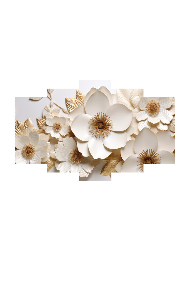 Duvar Mdf Tablo 5 Parça Set Ve saatli - 2