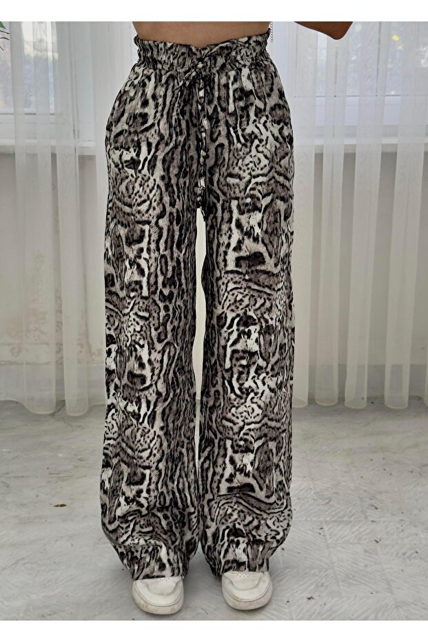 بنطلون ساتان واسع الساق منقوش من روكسي - 5